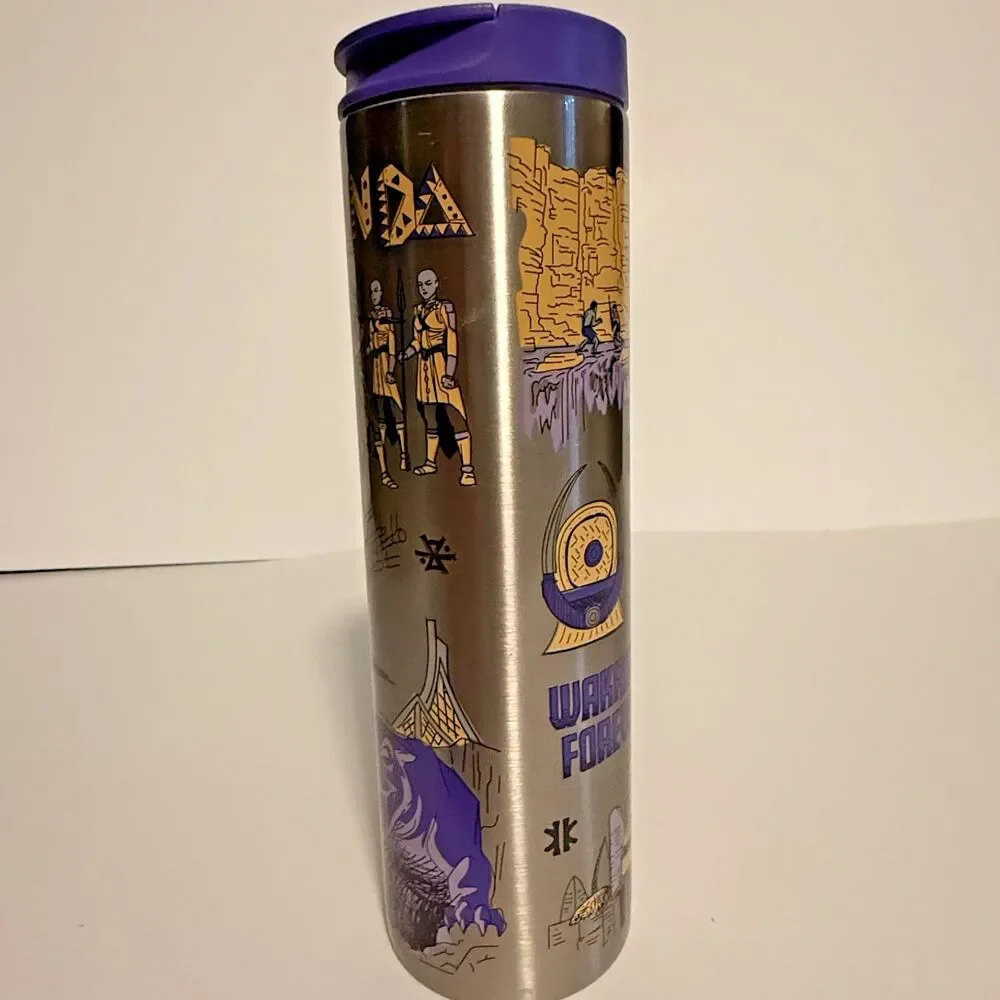 Starbucks Marvel Wakanda Black Panther Stainless Steel Tumbler 2023 Purple Lid